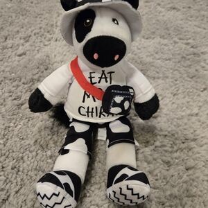 Chick-Fil-A Tourist Spotted Cow Fanny Pack Plush Collectable White Black Hat